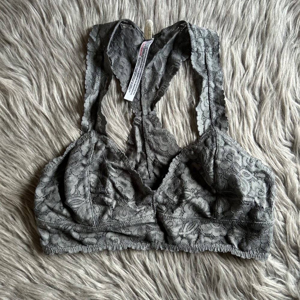 Intimately By Free People Unlined Wireless Bralette Womens Medium Gray Lace Bra